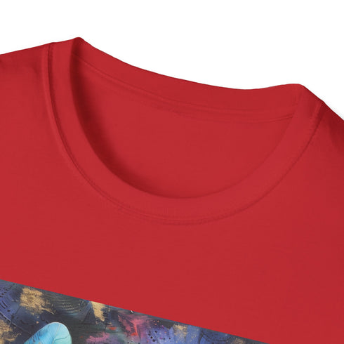 Charcoal cotton t-shirt with bohemian feather design in soft breathable fabric