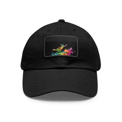 Neverland Neon Watercolor Cap in White with Light Brown Patch.
