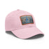 Urban watercolor baseball cap with Chrysler Building design in white/light brown.