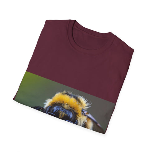 Watercolor bumblebee tee, charcoal cotton for summer, crew neck, regular fit