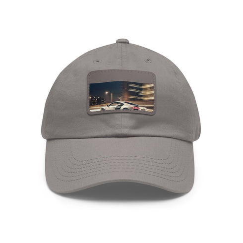 Stylish white cotton cap with light brown rectangular patch for all genders.