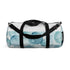 Eye-catching blue water duffel bag with mesmerizing watercolor eyes pattern.
