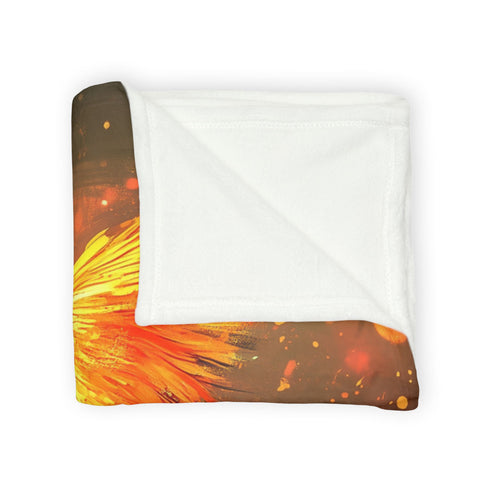 Digital Phoenix in Urban Skyline Plush Fleece Throw Blanket