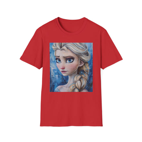 Charcoal cotton T-shirt featuring vibrant Elsa painting crew neck regular fit