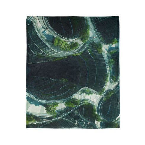 Glass Maze Growing through Skyscrapers Plush Fleece Throw Blanket
