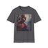 Charcoal crew neck t-shirt with vibrant Spider-Man painting design