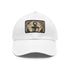 Nautical anchor and rope design on white baseball cap.