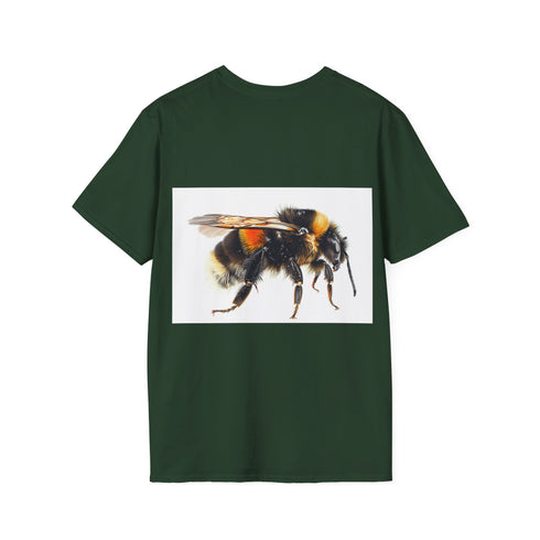 Bumblebee watercolor tee in charcoal, crew neck, regular fit, men/women.
