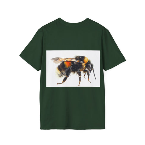 Charcoal cotton tee with vibrant watercolor bumblebee design in regular fit