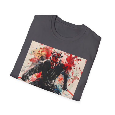 Charcoal cotton T-shirt with Darth Maul illustration and regular fit