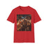 Charcoal crew neck T-shirt with vibrant Asian night market graphic