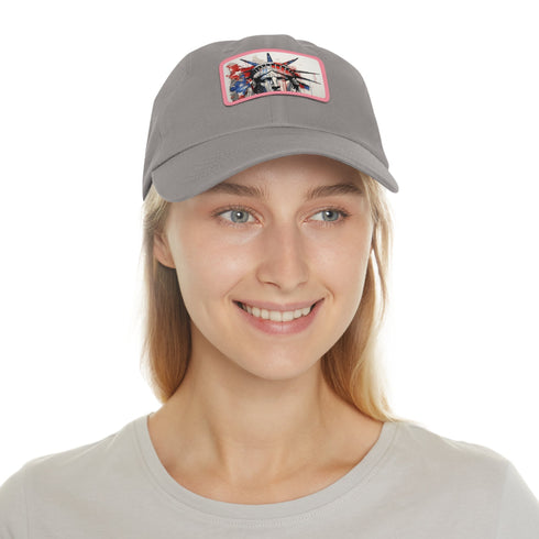 Liberty Sketch American Flag Baseball Cap in White with Light Brown Patch.