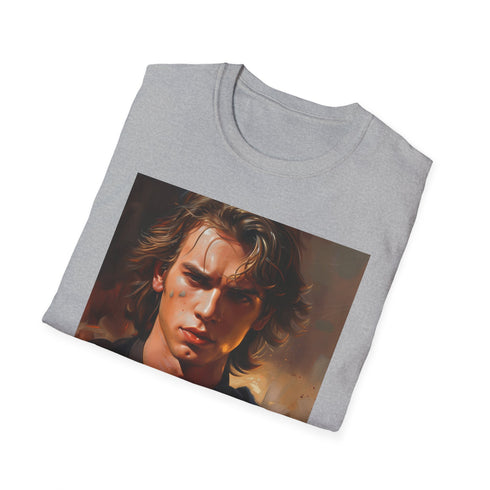 Charcoal T-shirt featuring vibrant Anakin Skywalker portrait and cotton crew neck