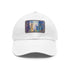 Chicago skyline watercolor baseball cap, white/light brown patch, rectangle shape.