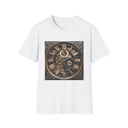 Steampunk clockwork charcoal tee with intricate gears design for men/women.