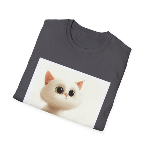 Cute Cartoon Cat T-Shirt in Charcoal, size S, DTG print