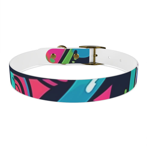 Neon graffiti dog collar for trendy M size pets.