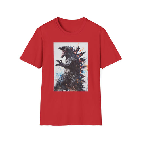 Charcoal cotton T-shirt with Godzilla graphic and crew neck design