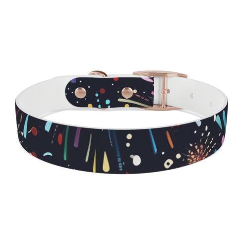 Vibrant black onyx fireworks dog collar for medium dogs and pets.
