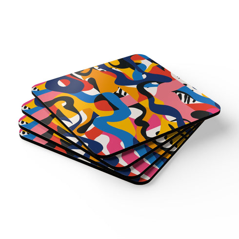 Square Ocean Blue Eyes Corkwood Coasters in One Size variant.