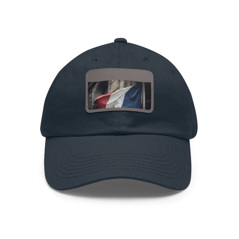 French pride flag baseball cap with white/light brown patch.