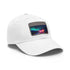 Neon watercolor charm baseball cap with light brown patch, rectangle shape.