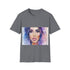 Charcoal cotton tee with watercolor design regular fit and crew neck