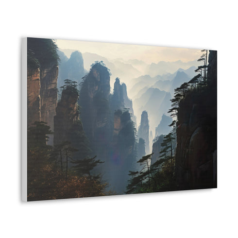Tianzi Shan Mountain Peak Canvas Print, Vibrant Art Decor for Home