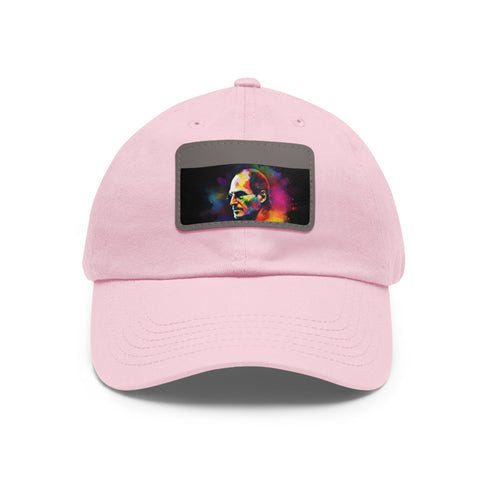 Neon watercolor baseball cap with Steve Jobs inspiration and vibrant colors.