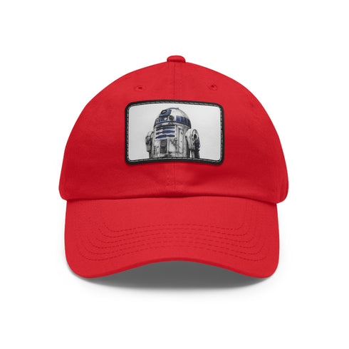 Galactic Droid R2D2 unisex hat in white with light brown patch.