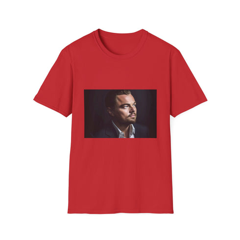Charcoal cotton crew neck t-shirt with Leonardo DiCaprio graphic design