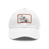 Floral hand-drawn white baseball hat with light brown patch.