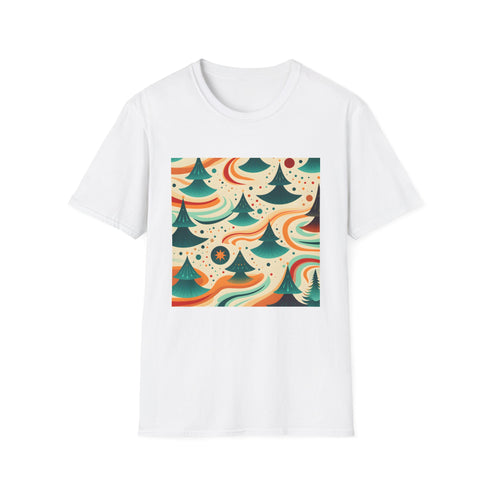Charcoal psychedelic ocean pattern cotton T-shirt with crew neck and regular fit