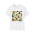 Charcoal psychedelic ocean pattern cotton T-shirt with crew neck and regular fit