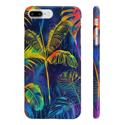 Neon Tropics Vibrant Leaf Palm Phone Case Glossy iPhone Slim