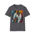 Charcoal cotton crew neck T-shirt with Harry Belafonte portrait painting