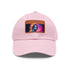 Neon watercolor Keanu Reeves baseball cap with light brown patch.