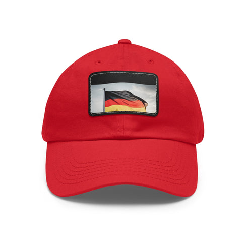 German pride flag cap in white with light brown rectangle patch.