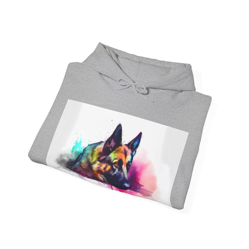 Standing Guard German Shepherd Navy Hoodie for Men and Women.