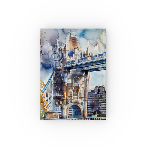 Tower Bridge Tales: A London Journey journal, watercolor cover, perfect for city tales and travel memories, high-quality and stylish design