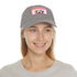 Adorable Labrador baseball cap in white with light brown patch.