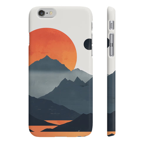 Mountain sunrise silhouette phone case, glossy finish, slim iPhone 7/8 Plus.