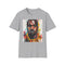 Charcoal crew neck cotton T-shirt with vibrant Kanye West portrait design