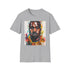 Charcoal crew neck cotton T-shirt with vibrant Kanye West portrait design