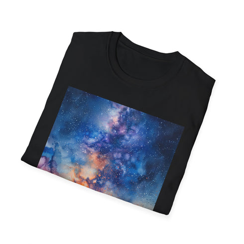 Charcoal cotton crew neck t-shirt with celestial Milky Way design