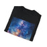 Charcoal cotton crew neck t-shirt with celestial Milky Way design