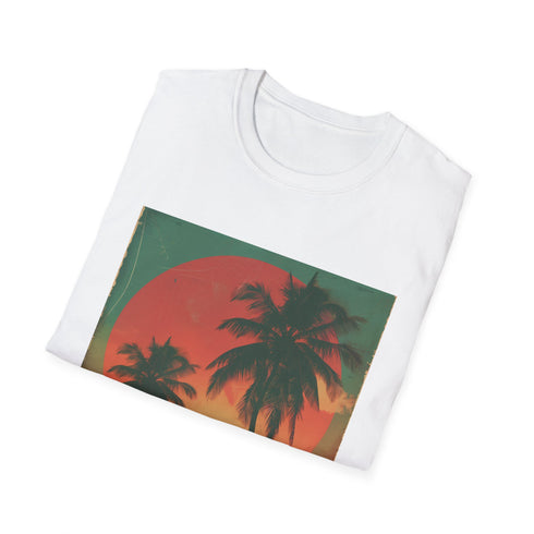 Charcoal Palm Paradise Sunset Escape T-Shirt, Regular Fit, Men's & Women's.