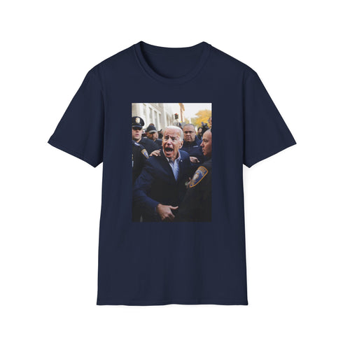 Charcoal cotton crew neck tee featuring vibrant Joe Biden watercolor design