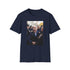 Charcoal cotton crew neck tee featuring vibrant Joe Biden watercolor design