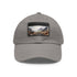 Highland adventure baseball cap in white with light brown patch.